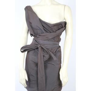 All Saints Spitalfields Brown One Shoulder Corset Dress Top Size 8